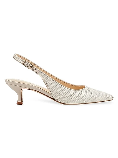 Textile & Leather Slingback Pumps