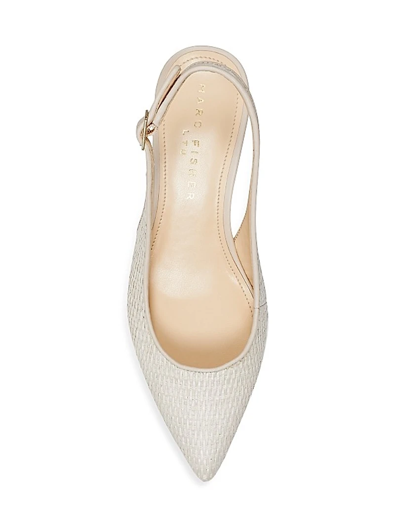 Textile & Leather Slingback Pumps