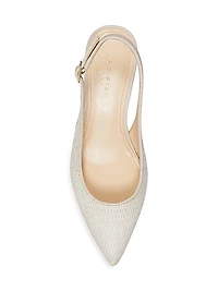 Textile & Leather Slingback Pumps