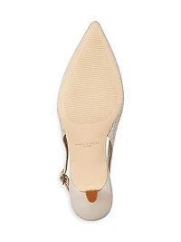 Textile & Leather Slingback Pumps
