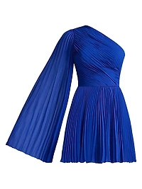 Asymmetric Pleated Chiffon Minidress