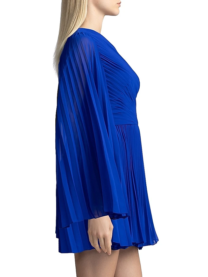 Asymmetric Pleated Chiffon Minidress