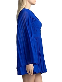 Asymmetric Pleated Chiffon Minidress
