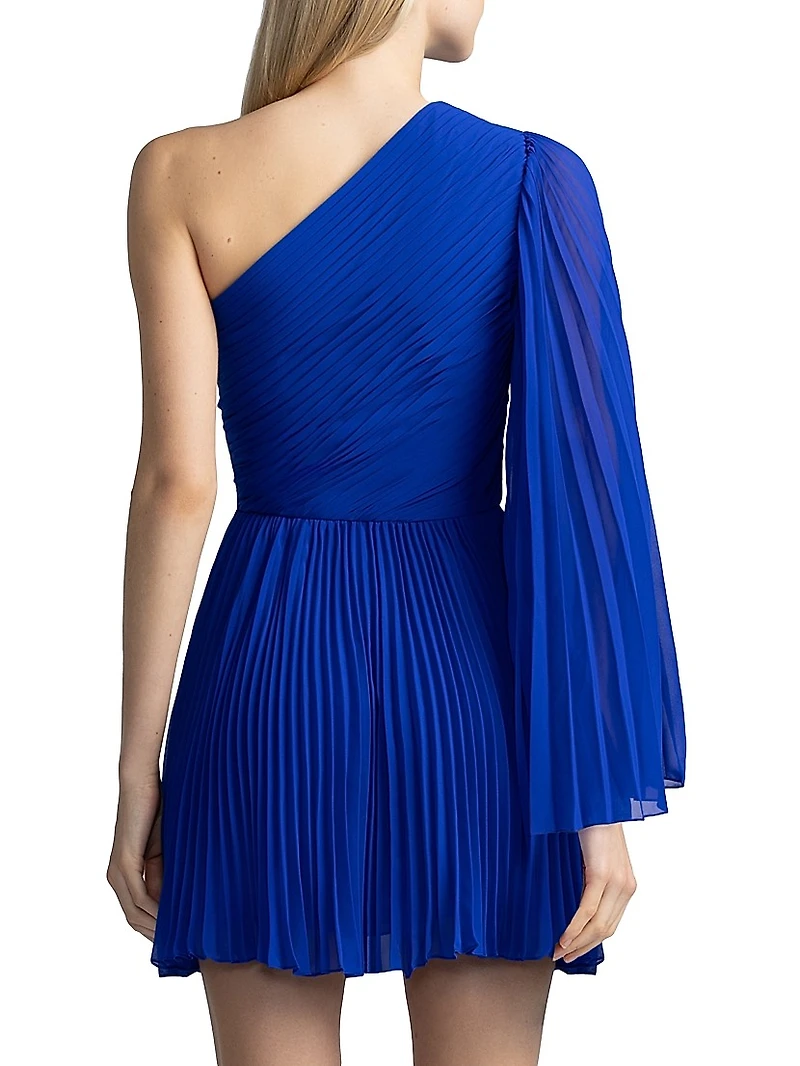 Asymmetric Pleated Chiffon Minidress