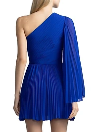 Asymmetric Pleated Chiffon Minidress