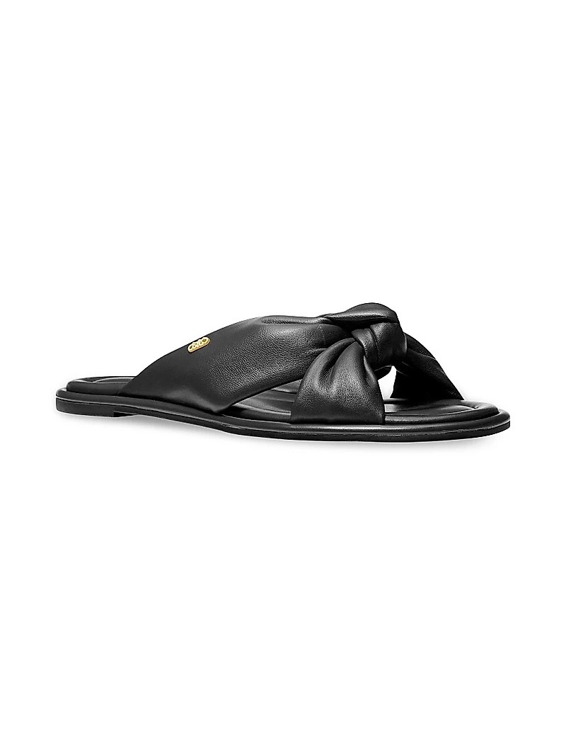 Elena Knotted Leather Flat Sandals