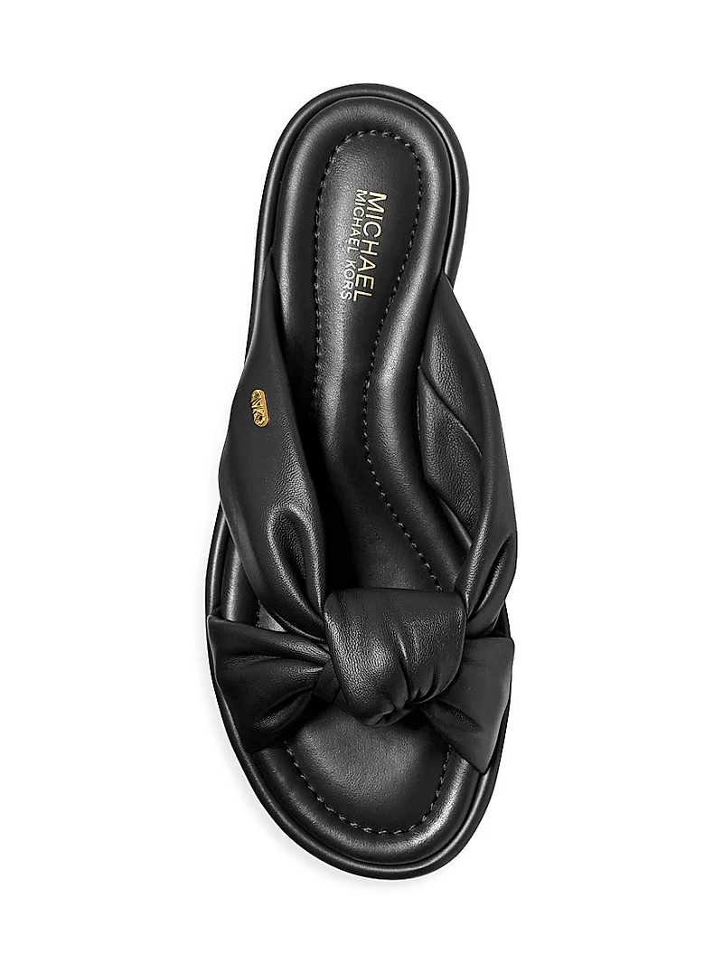 Elena Knotted Leather Flat Sandals