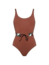 Damier Belted One-Piece Swimsuit