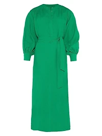 Aimée Blouson-Sleeve Shirtdress