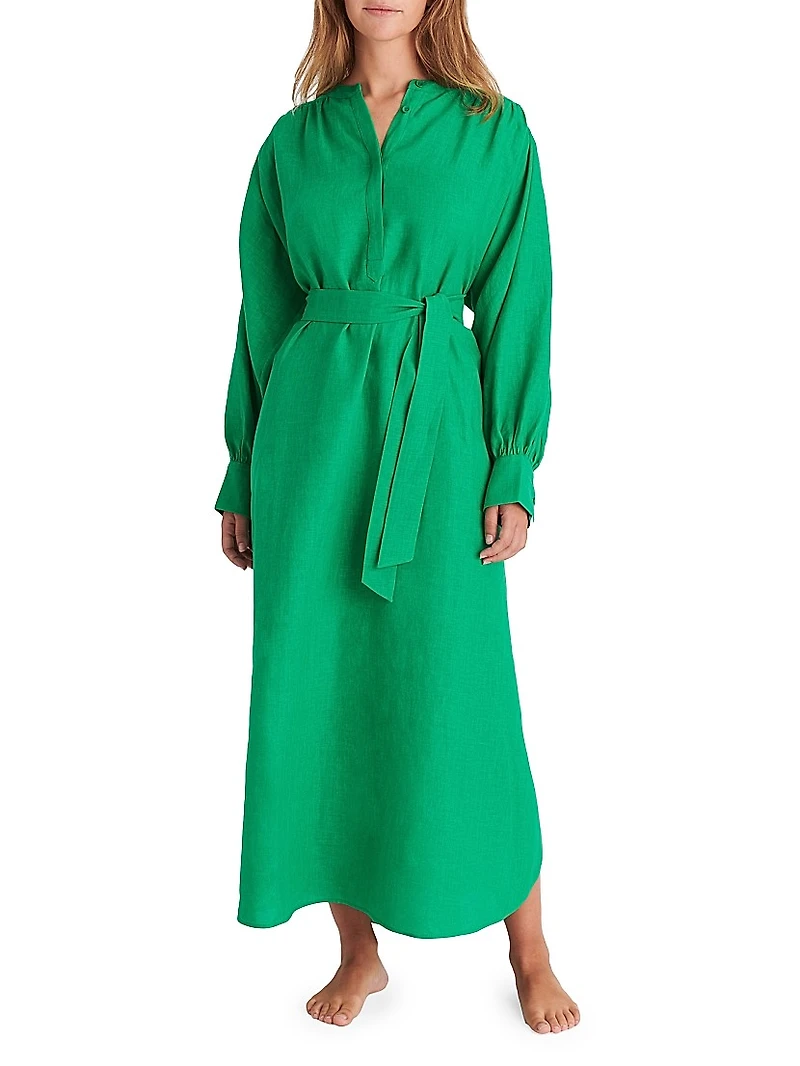 Aimée Blouson-Sleeve Shirtdress