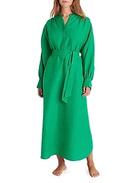 Aimée Blouson-Sleeve Shirtdress