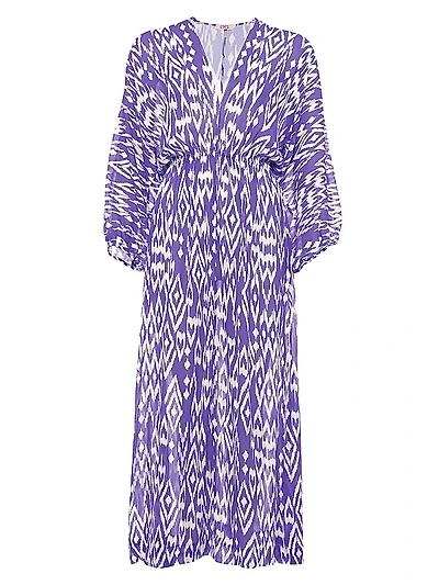 Sky Ikat-Inspired Silk Maxi Dress