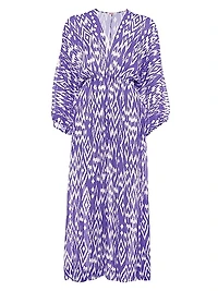 Sky Ikat-Inspired Silk Maxi Dress