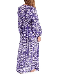 Sky Ikat-Inspired Silk Maxi Dress