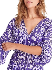 Sky Ikat-Inspired Silk Maxi Dress