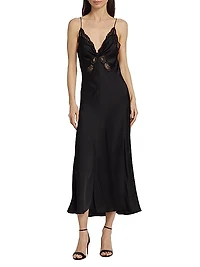Satin Lace Midi-Dress