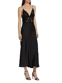 Satin Lace Midi-Dress