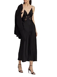 Satin Lace Midi-Dress