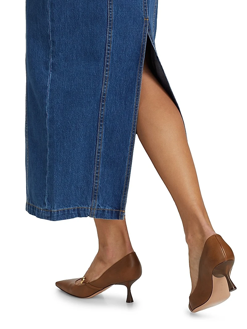 Leopol Denim Strapless Maxi Dress