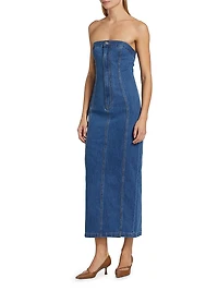 Leopol Denim Strapless Maxi Dress