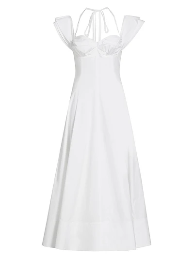 Ruched Poplin Midi-Dress