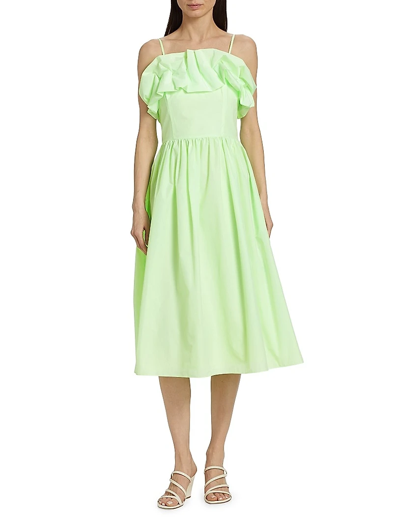 Annemarie Ruffled Fit-&-Flare Midi-Dress