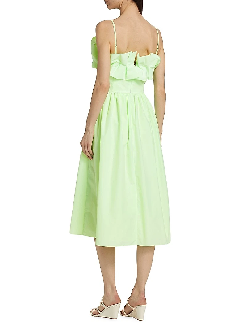 Annemarie Ruffled Fit-&-Flare Midi-Dress