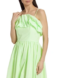 Annemarie Ruffled Fit-&-Flare Midi-Dress