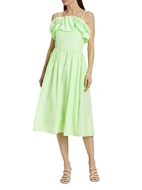 Annemarie Ruffled Fit-&-Flare Midi-Dress