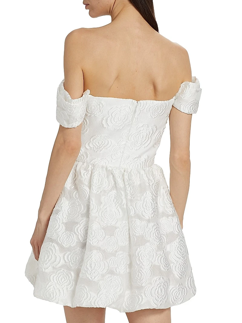 Valentina Floral Jacquard Off-The-Shoulder Minidress