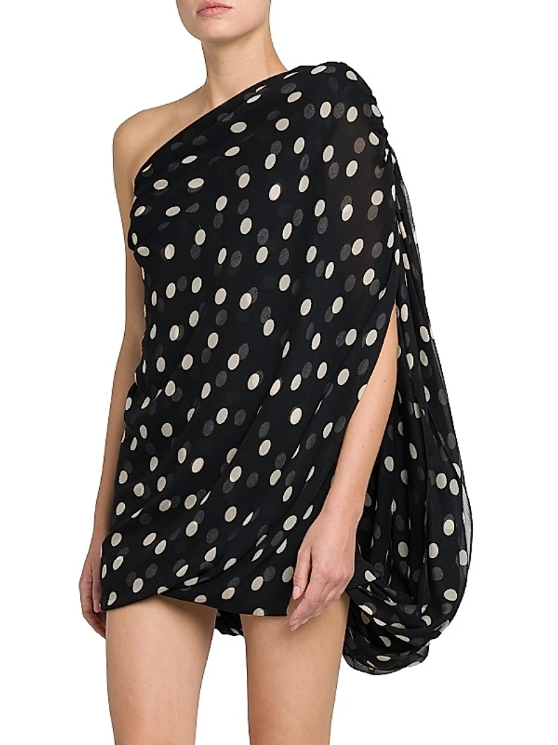Silk Polka-Dot Minidress