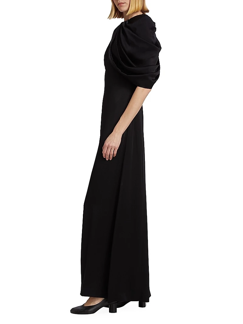 Draped Shoulder Maxi Dress