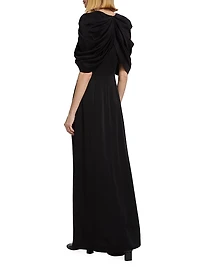 Draped Shoulder Maxi Dress