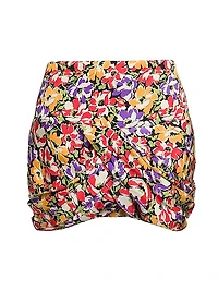 Ultra Draped Floral Miniskirt