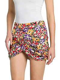 Ultra Draped Floral Miniskirt