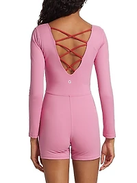 Long-Sleeve Lace-Up Romper