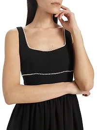 Bijou Imitation Pearl-Trimmed Fit & Flare Minidress