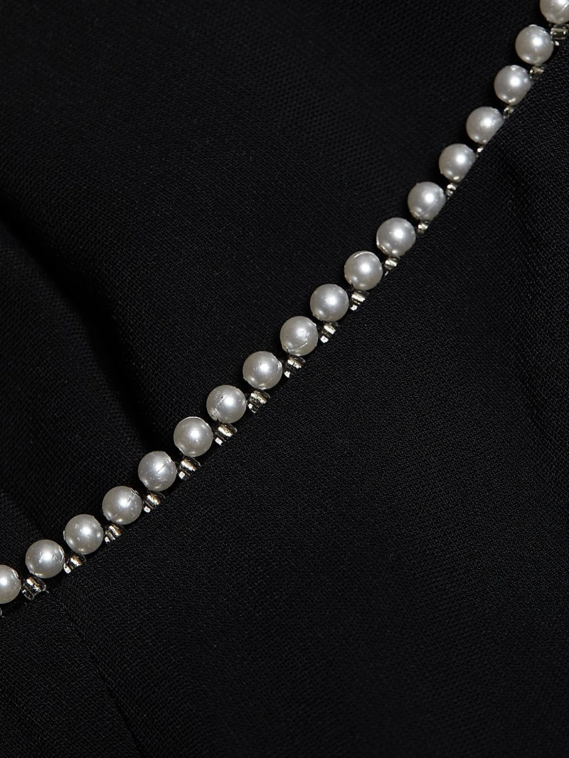 Bijou Imitation Pearl-Trimmed Fit & Flare Minidress