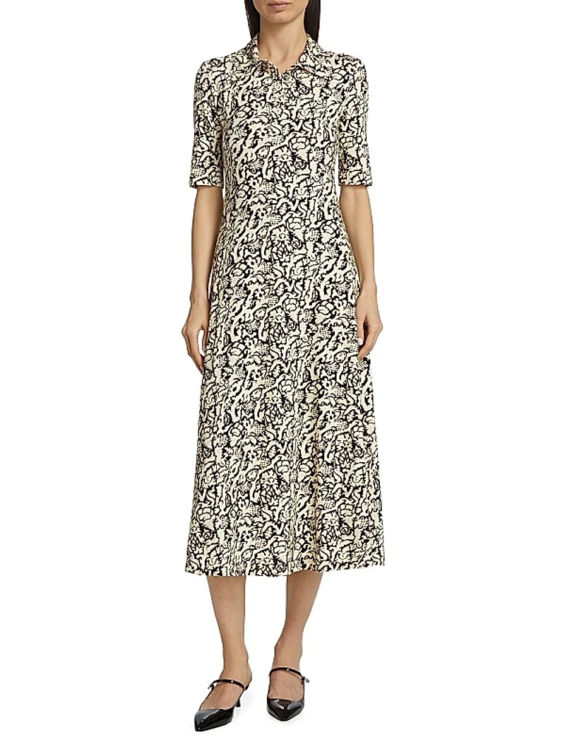 Abstract Nature Polo Midi-Dress