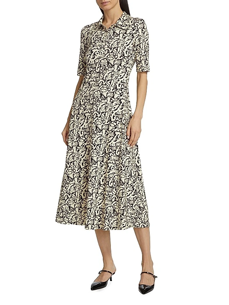 Abstract Nature Polo Midi-Dress