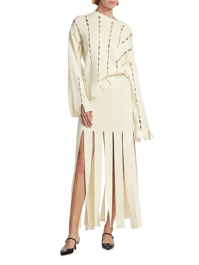 Slash Panel Knit Skirt