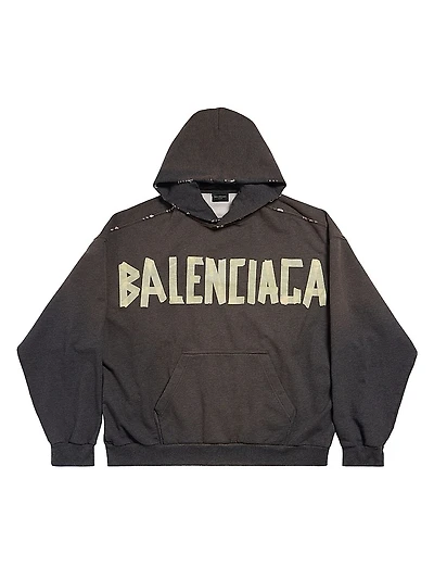 Tape Type Ripped Pocket Hoodie Large Fit