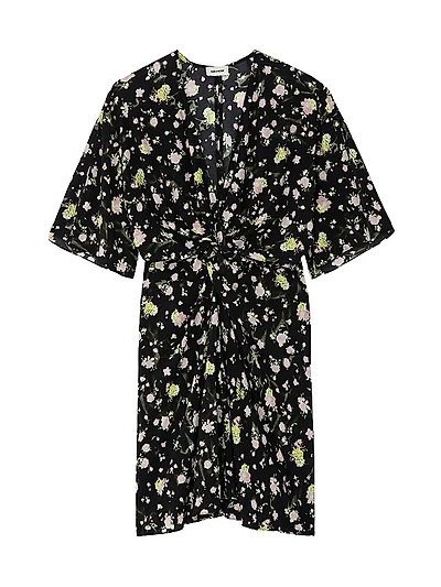 Rozom Soft Crinkle Roses Minidress