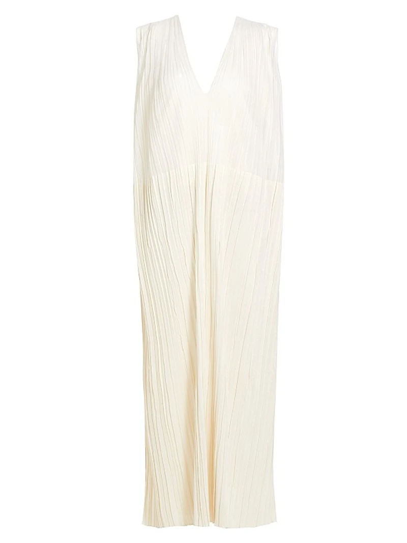 Silk Pleated Maxi-Dress