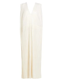 Silk Pleated Maxi-Dress