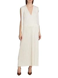 Silk Pleated Maxi-Dress