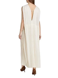 Silk Pleated Maxi-Dress