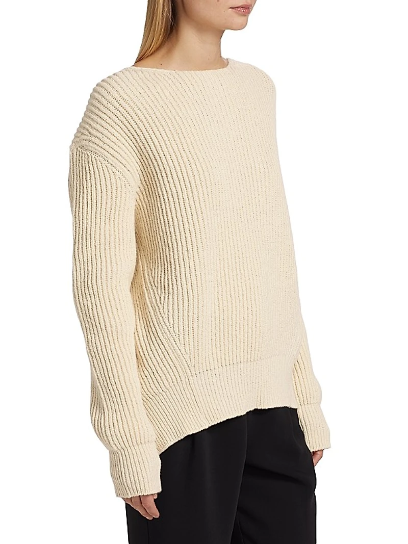 Bow-Detailed Rib-Knit Sweater