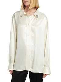 Satin Gathered-Sleeved Shirt