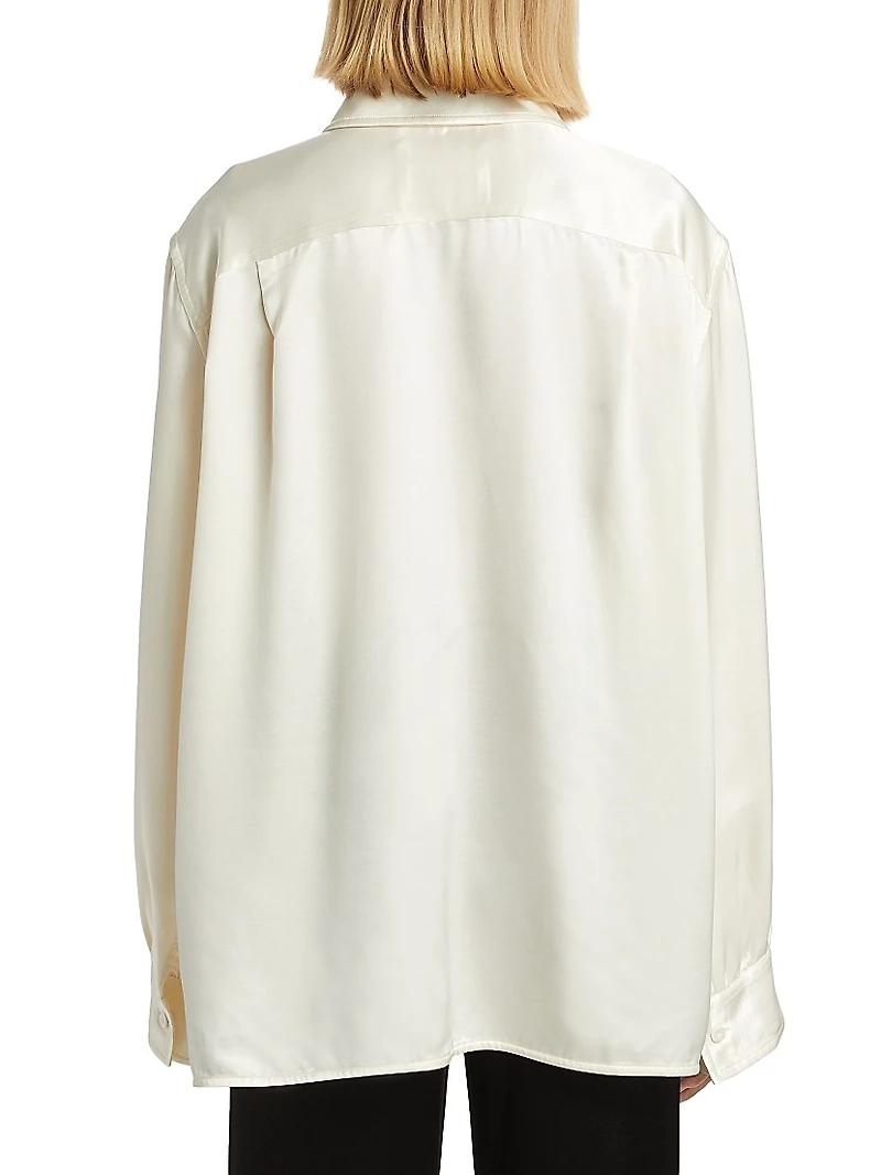 Satin Gathered-Sleeved Shirt
